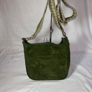 Ahdorned Classic Faux Suede Army Green Messenger Crossbody Shoulder Bag